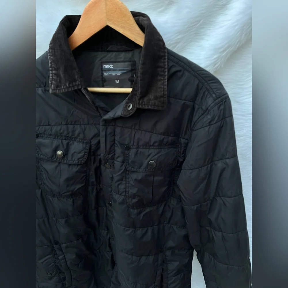 Next Geey Black Quilted Jacket with Denim Collar - Picture 3 of 8